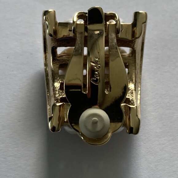 VTG Carolee Earrings Rhinestone Clip Statement Wedding Simulated Diamond Pearls - Picture 5 of 12